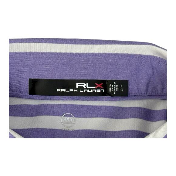 RLX Ralph Lauren Golf Shirt Men’s Large Purple Striped Moisture Wicking Stretch - Picture 11 of 14